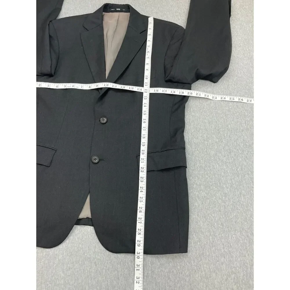 Hugo Boss Blazer Mens 38S Gray 100% Super 100 Wool 2-Button‎ Single Breasted
